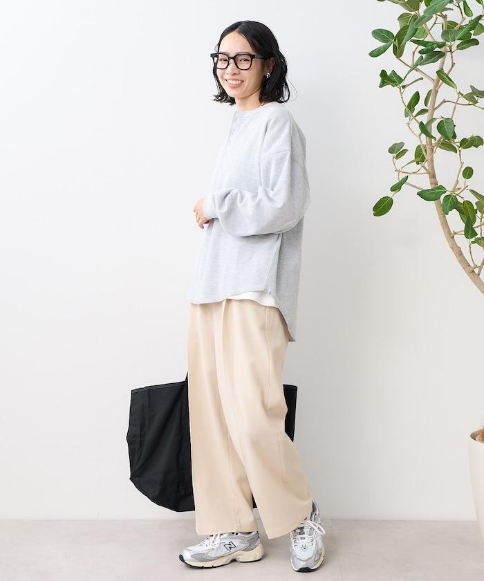 亞麻觸感 褶皺 寬鬆褲