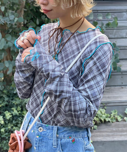 【HELLO.SANFRANCISCO/哈羅舊金山】格子蕾絲上衣