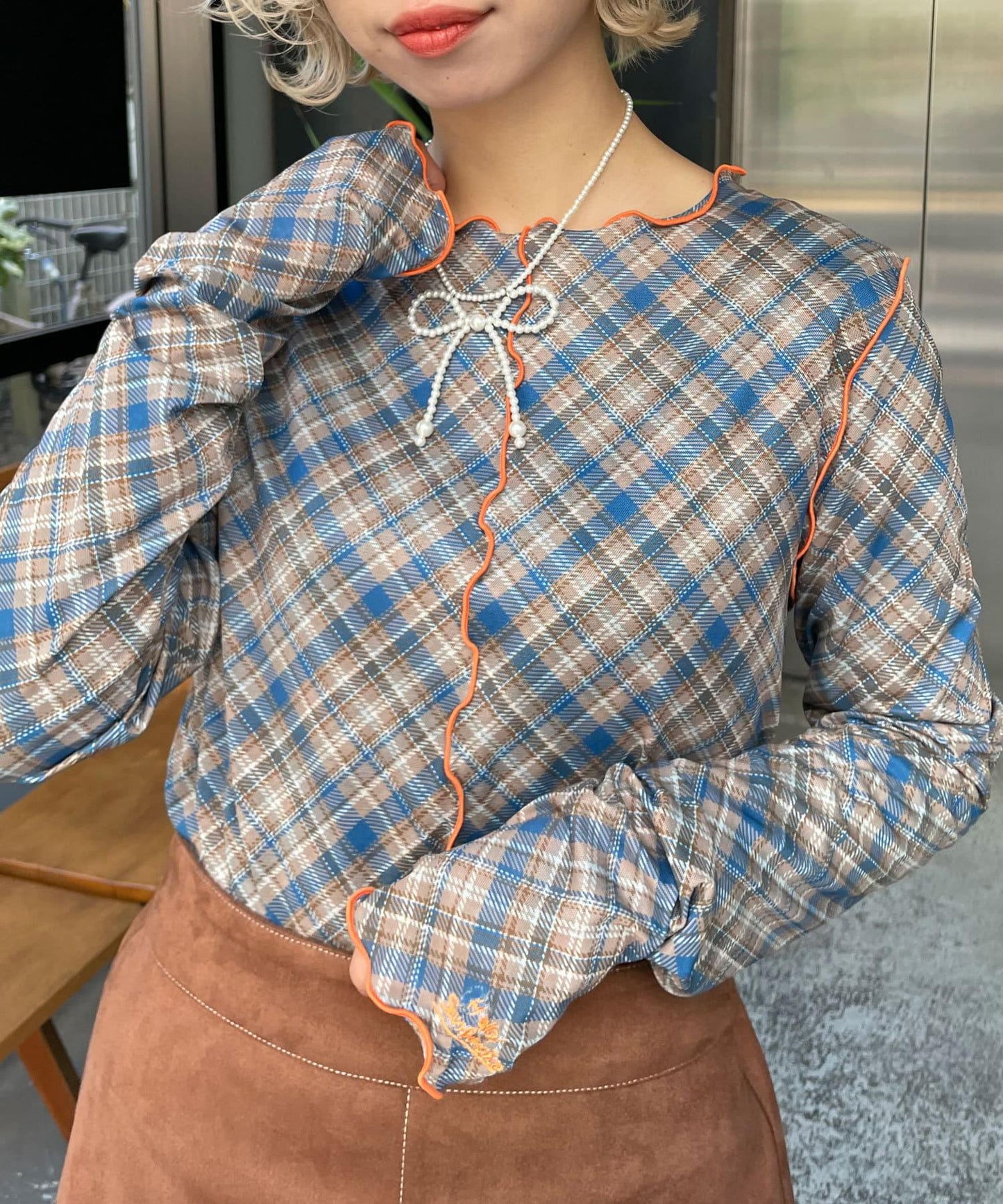 【HELLO.SANFRANCISCO/哈羅舊金山】格子蕾絲上衣