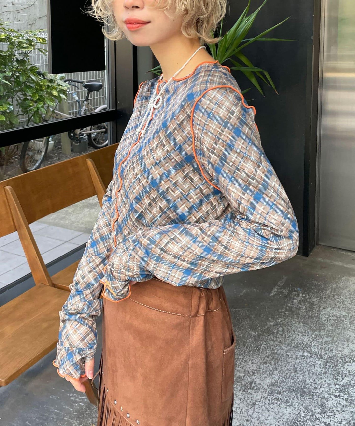 【HELLO.SANFRANCISCO/哈羅舊金山】格子蕾絲上衣
