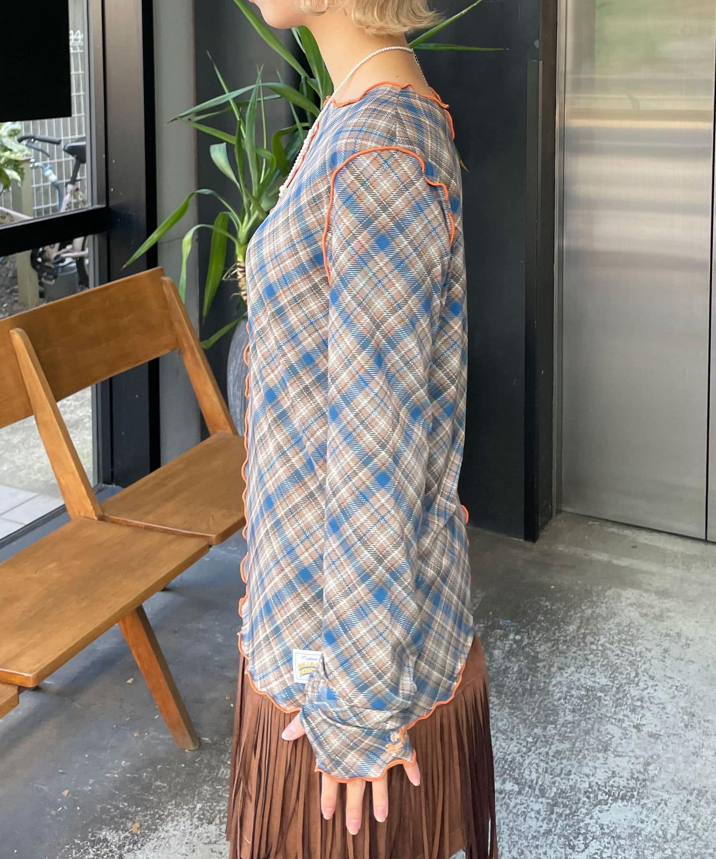 【HELLO.SANFRANCISCO/哈羅舊金山】格子蕾絲上衣