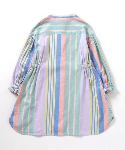 春季彩色條紋襯衫連衣裙