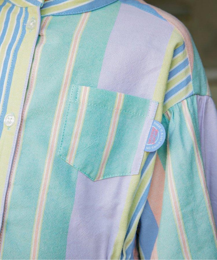 春季彩色條紋襯衫連衣裙