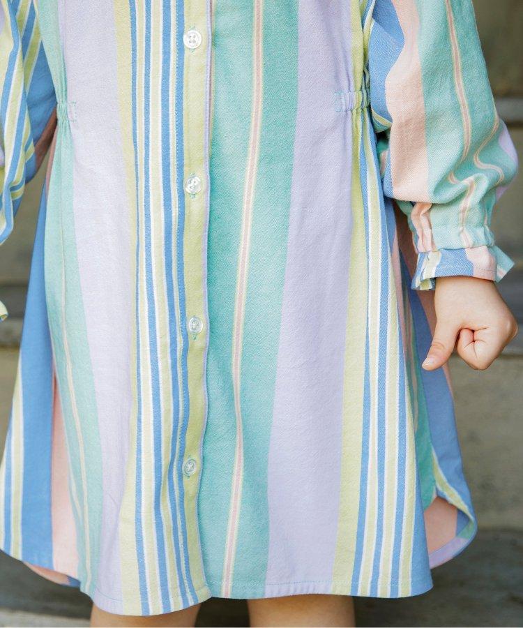 春季彩色條紋襯衫連衣裙