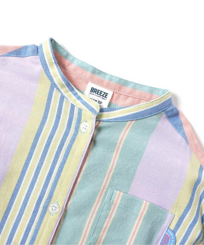 春季彩色條紋襯衫連衣裙