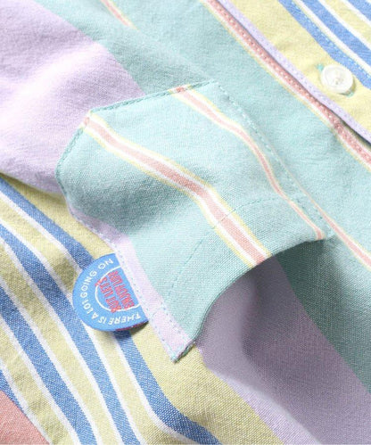 春季彩色條紋襯衫連衣裙