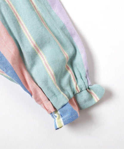 春季彩色條紋襯衫連衣裙