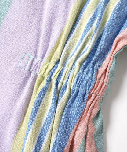 春季彩色條紋襯衫連衣裙