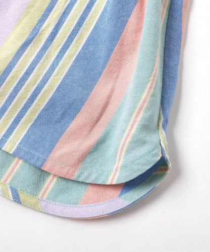 春季彩色條紋襯衫連衣裙