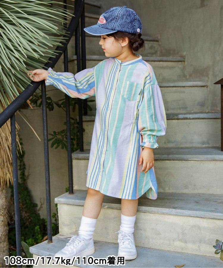 春季彩色條紋襯衫連衣裙