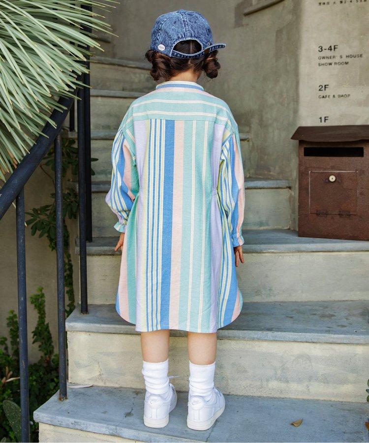 春季彩色條紋襯衫連衣裙