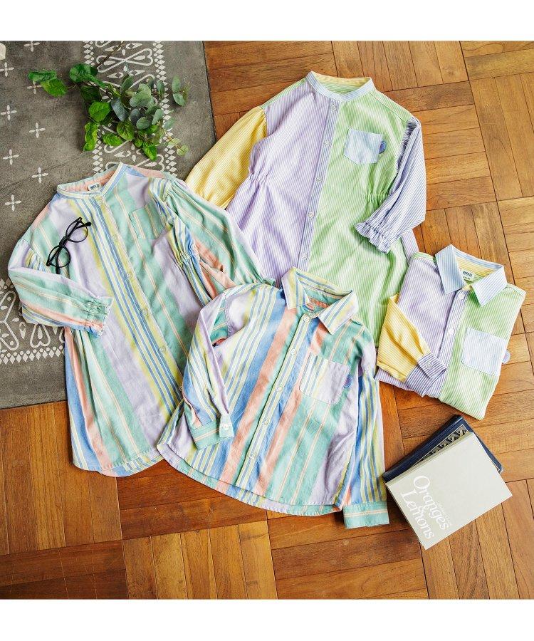 春季彩色條紋襯衫連衣裙