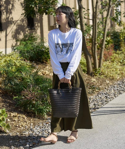 編織嵌入式竹柄手提包