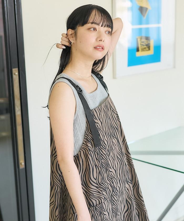 工裝連身裙 / 斑馬紋 / 牛仔風