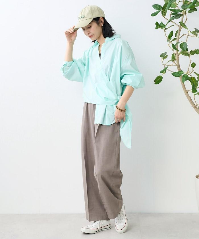 亞麻觸感 褶皺 寬鬆褲