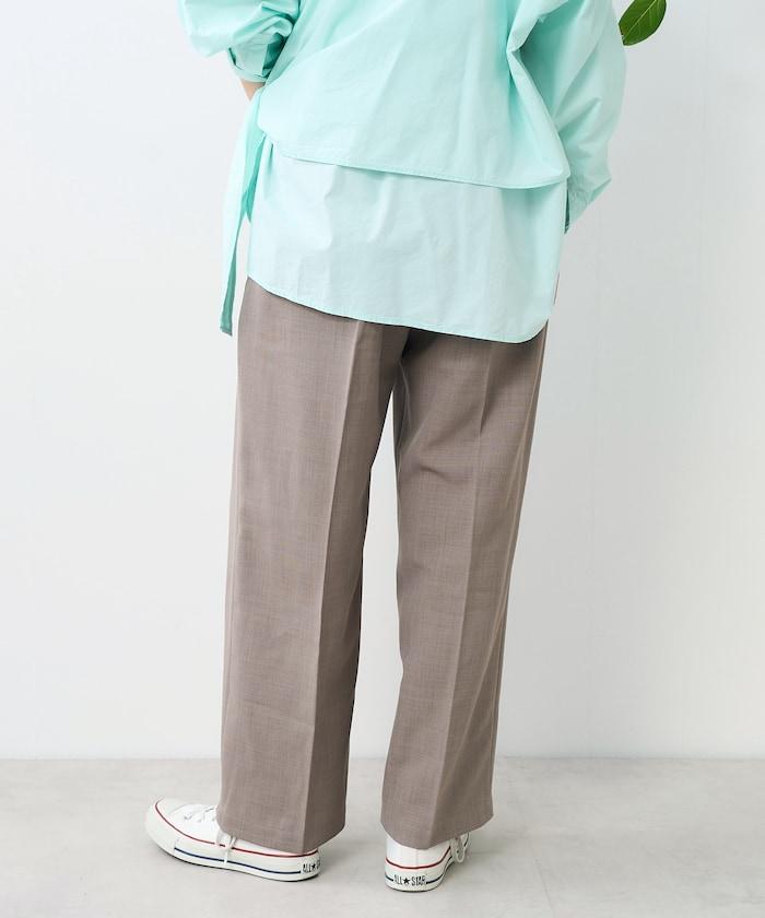 亞麻觸感 褶皺 寬鬆褲