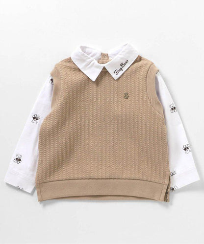 小熊連帽背心襯衫