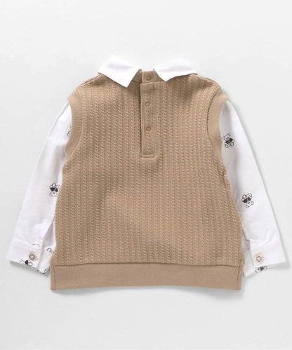 小熊連帽背心襯衫