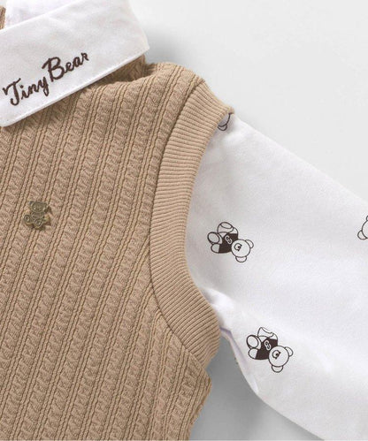 小熊連帽背心襯衫