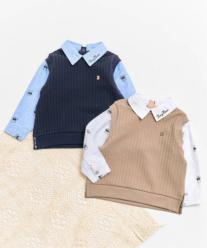 小熊連帽背心襯衫