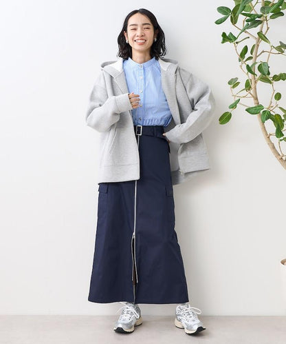綁帶拉鍊連帽衛衣