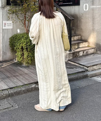 【菊姐企劃】亞麻人造絲蓬鬆袖連衣裙