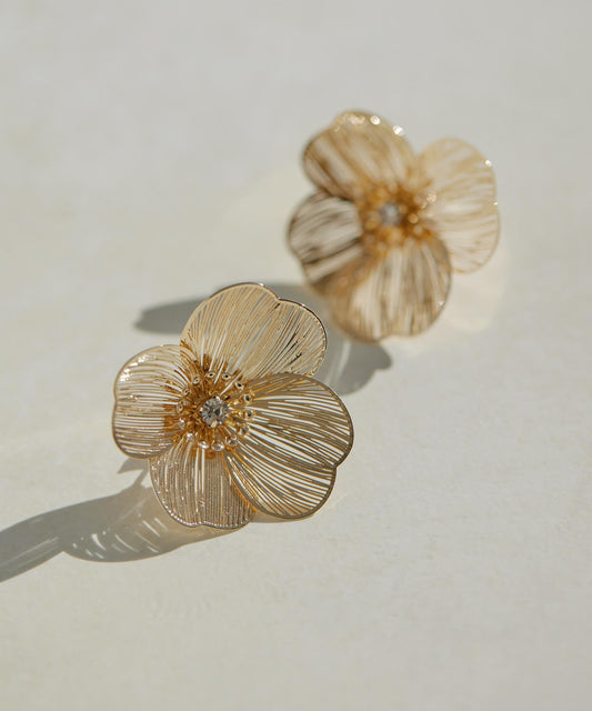 《日本製/節日》花朵/刻花花朵耳環