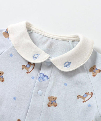 小熊領刺繡連身衣