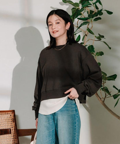 【套裝商品】短款衛衣 紋理T恤 套裝