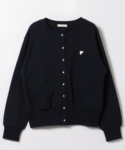 組合裝飾一點刺繡開衫/紐扣開衫