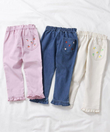 水果刺繡口袋九分褲