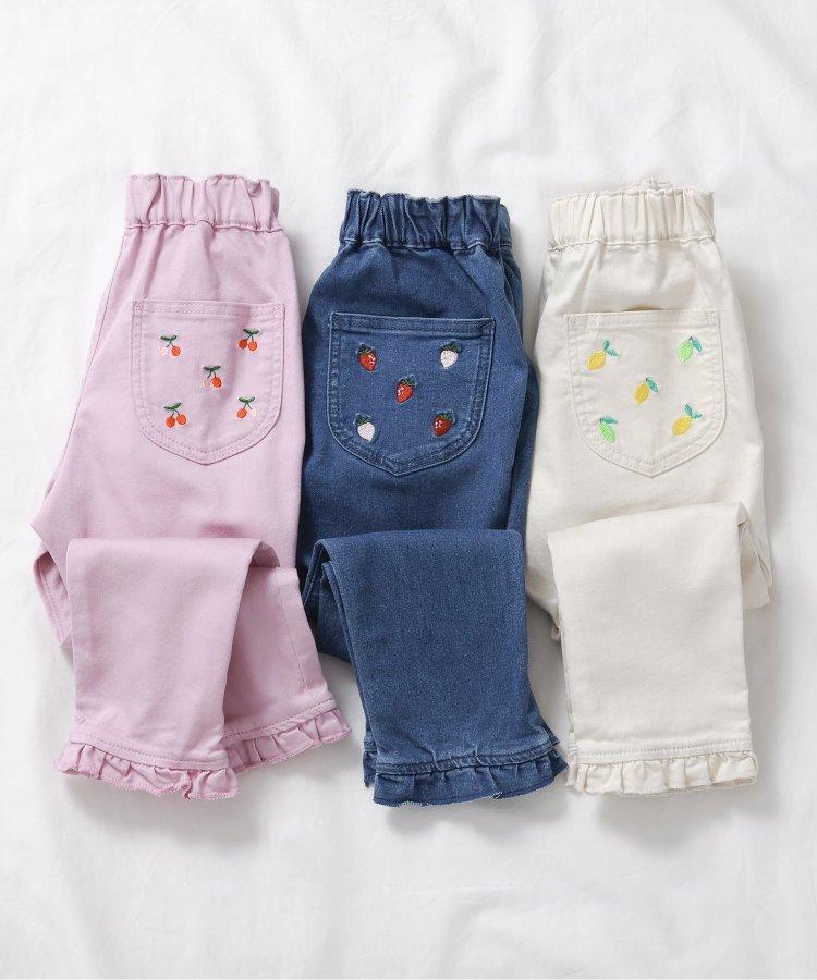 水果刺繡口袋九分褲