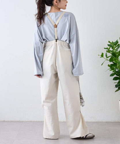 透視拼接一點刺繡oversize T 恤