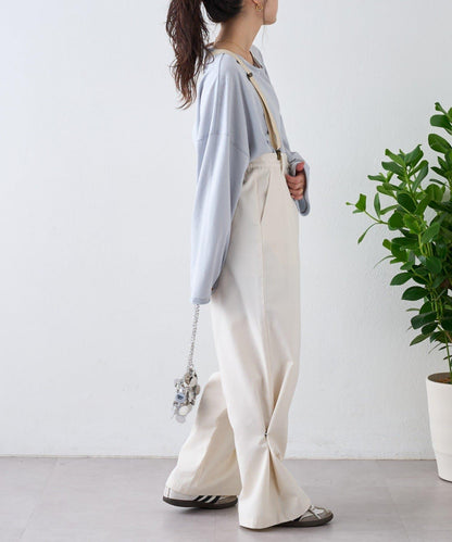 透視拼接一點刺繡oversize T 恤