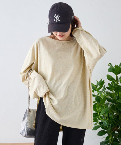 透視拼接一點刺繡oversize T 恤