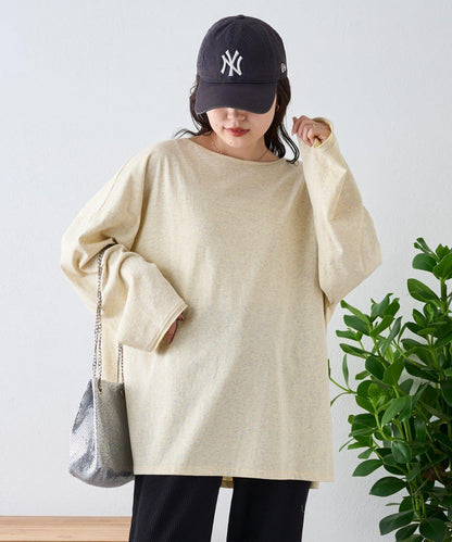 透視拼接一點刺繡oversize T 恤