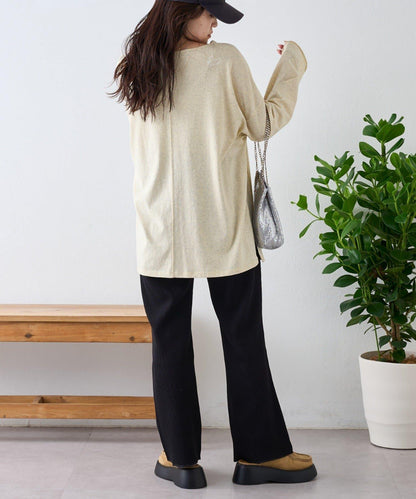 透視拼接一點刺繡oversize T 恤