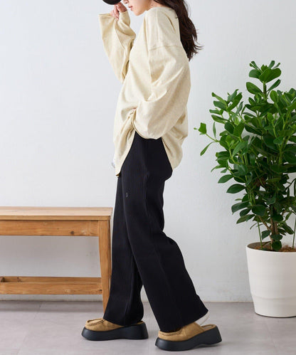 透視拼接一點刺繡oversize T 恤