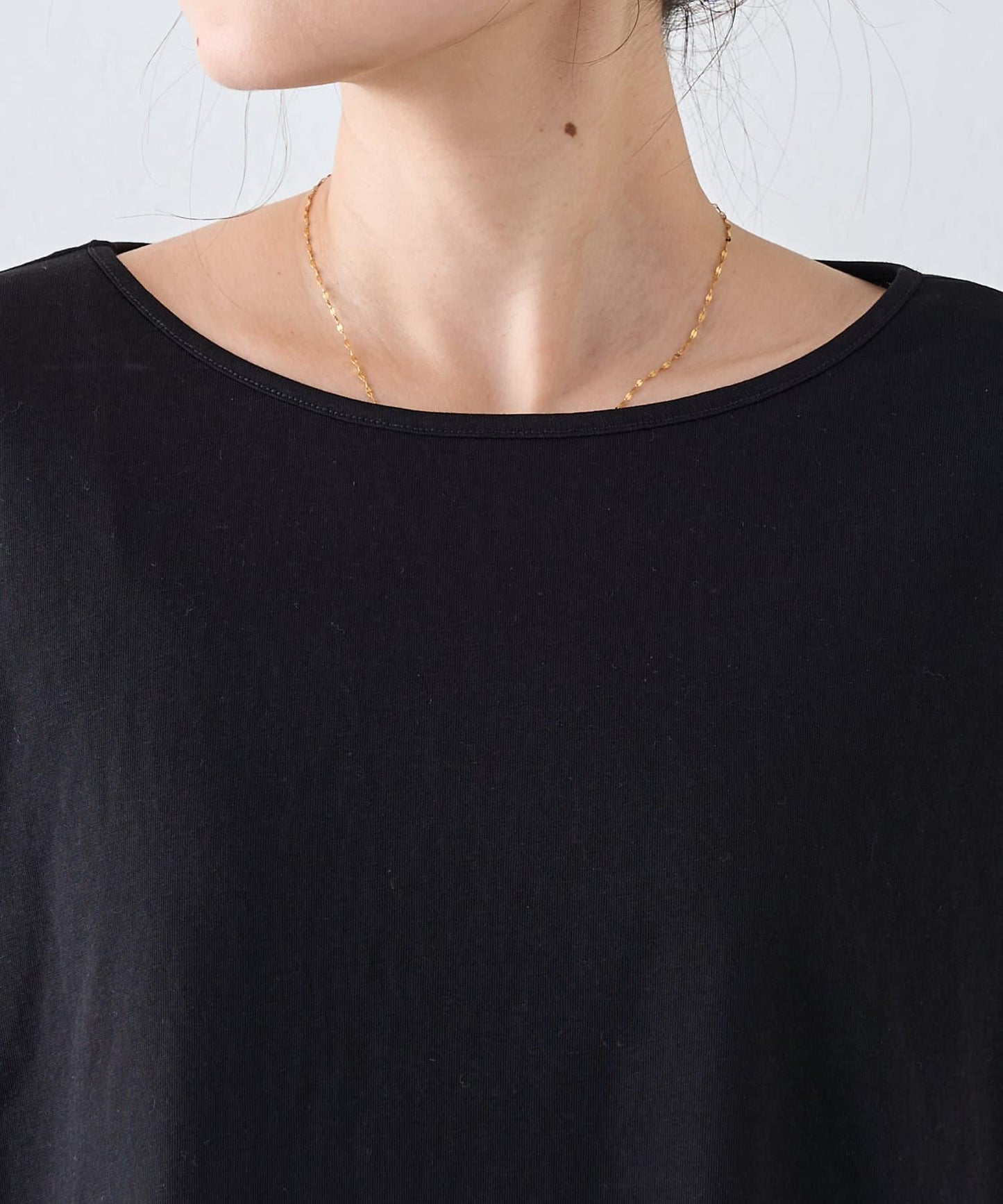 透視拼接一點刺繡oversize T 恤