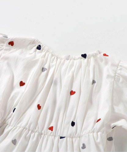 心形刺繡層疊連衣裙