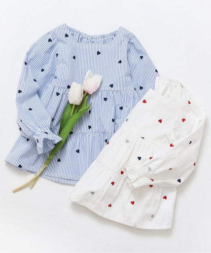 心形刺繡層疊連衣裙