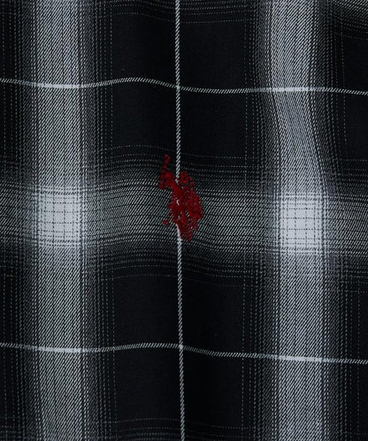 聯名 一點刺繡格子短袖襯衫
