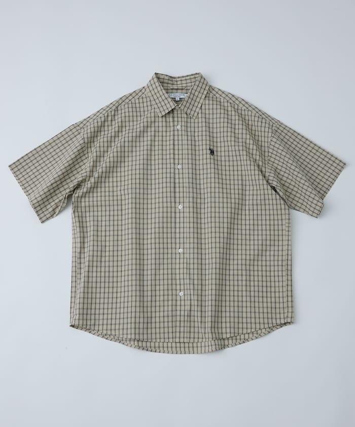 聯名 一點刺繡格子短袖襯衫