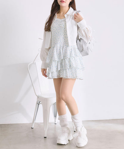 【套裝商品·新增新色】荷葉邊吊帶連衣裙和短外套套裝
