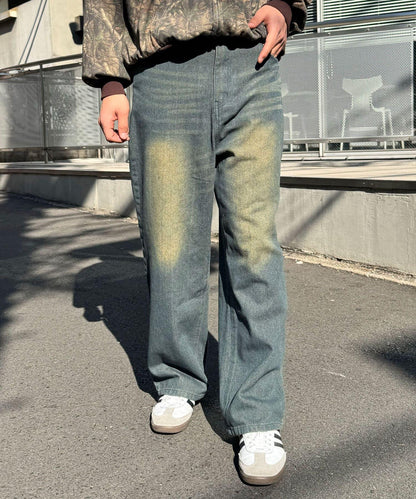 超寬鬆漂染牛仔褲