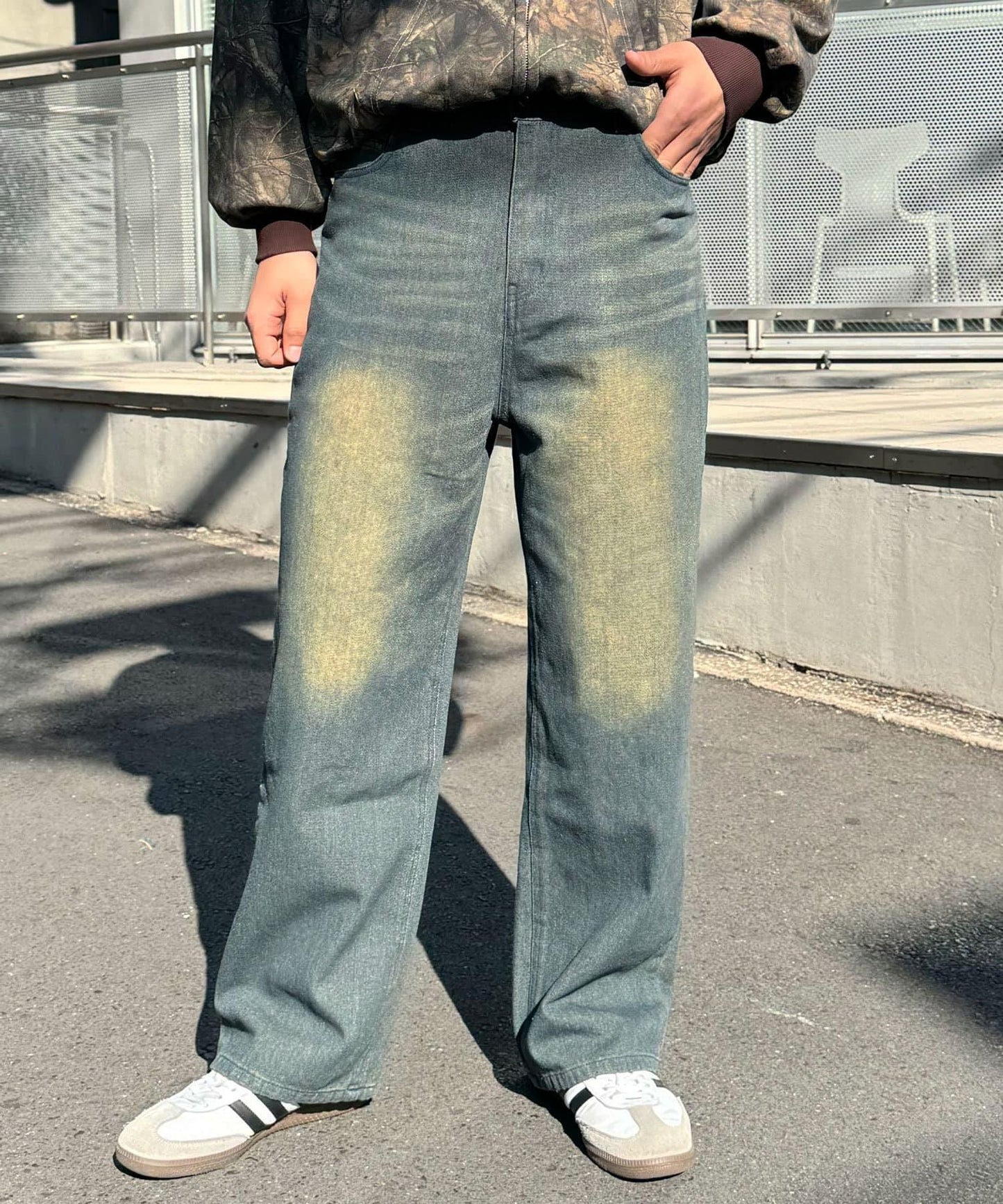 超寬鬆漂染牛仔褲