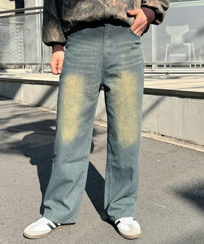 超寬鬆漂染牛仔褲