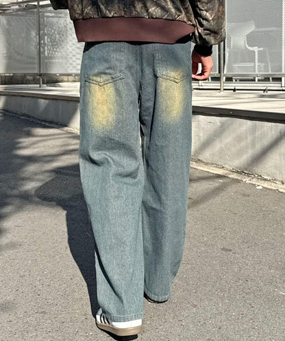 超寬鬆漂染牛仔褲