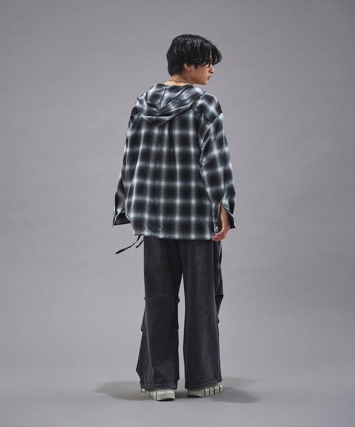 漸變格子連帽襯衫