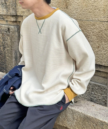 條紋配色拼接針織套頭衫